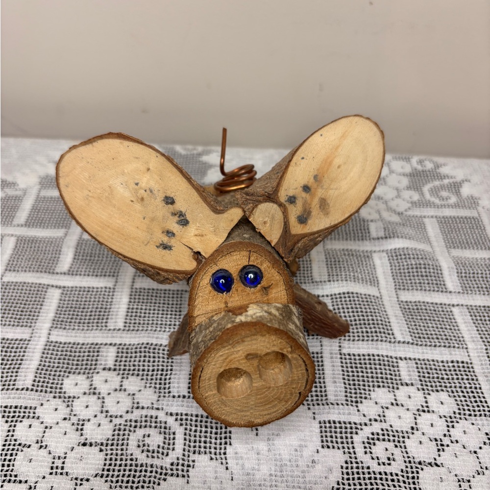 Handmade Folk Art Wooden Pig